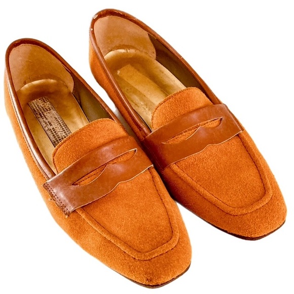 Vintage STUDIO OLYMPIA ochre genuine suede Loafers slip-on shoes. - Picture 8 of 15